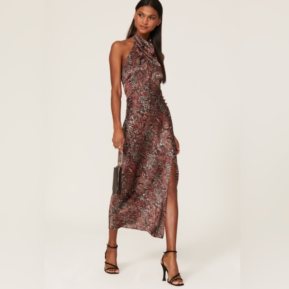 Nicholas Snake Print Halter Dress
